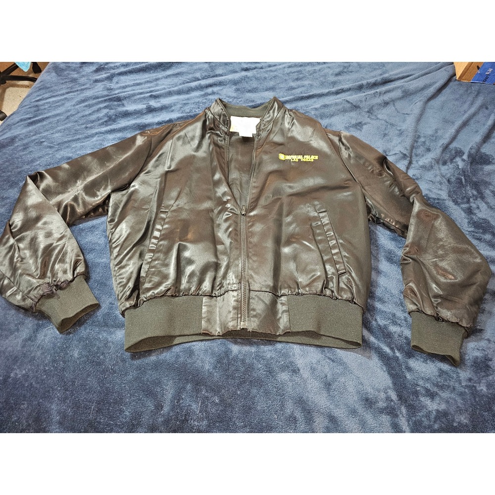 Vintage Imperial Palace Las Vegas Neon Jungle Satin Bomber Jacket Black XL USA